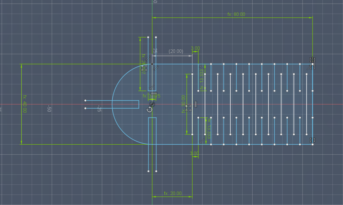 The hinge parts are all parametrically defined as well